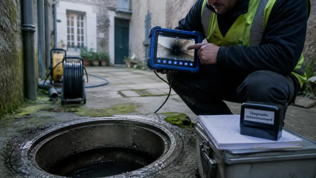 Assainissement Nantes : diagnostic caméra d’inspection et curage