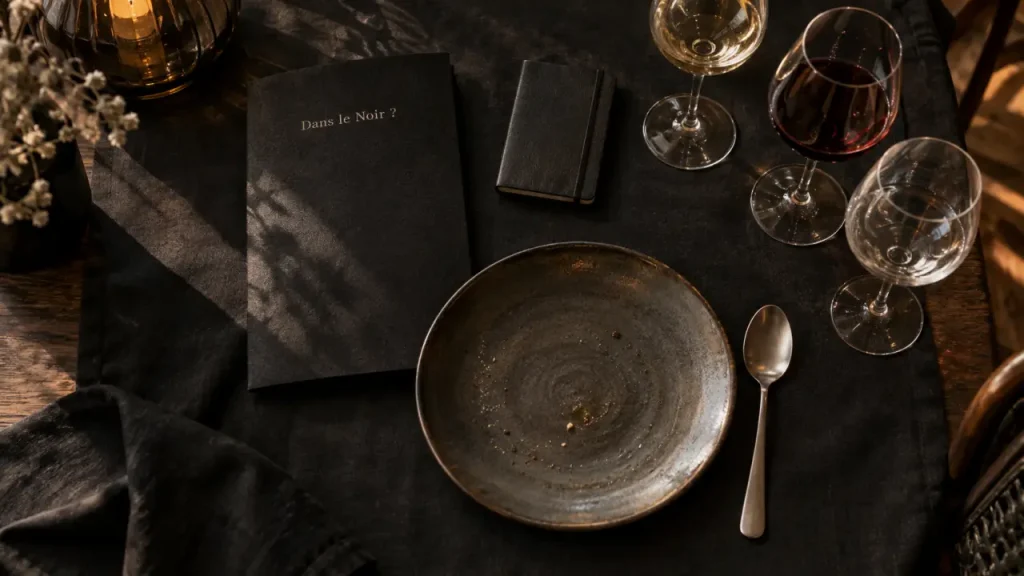Restaurant insolite Nantes : dîner dans le noir, table noire et menu