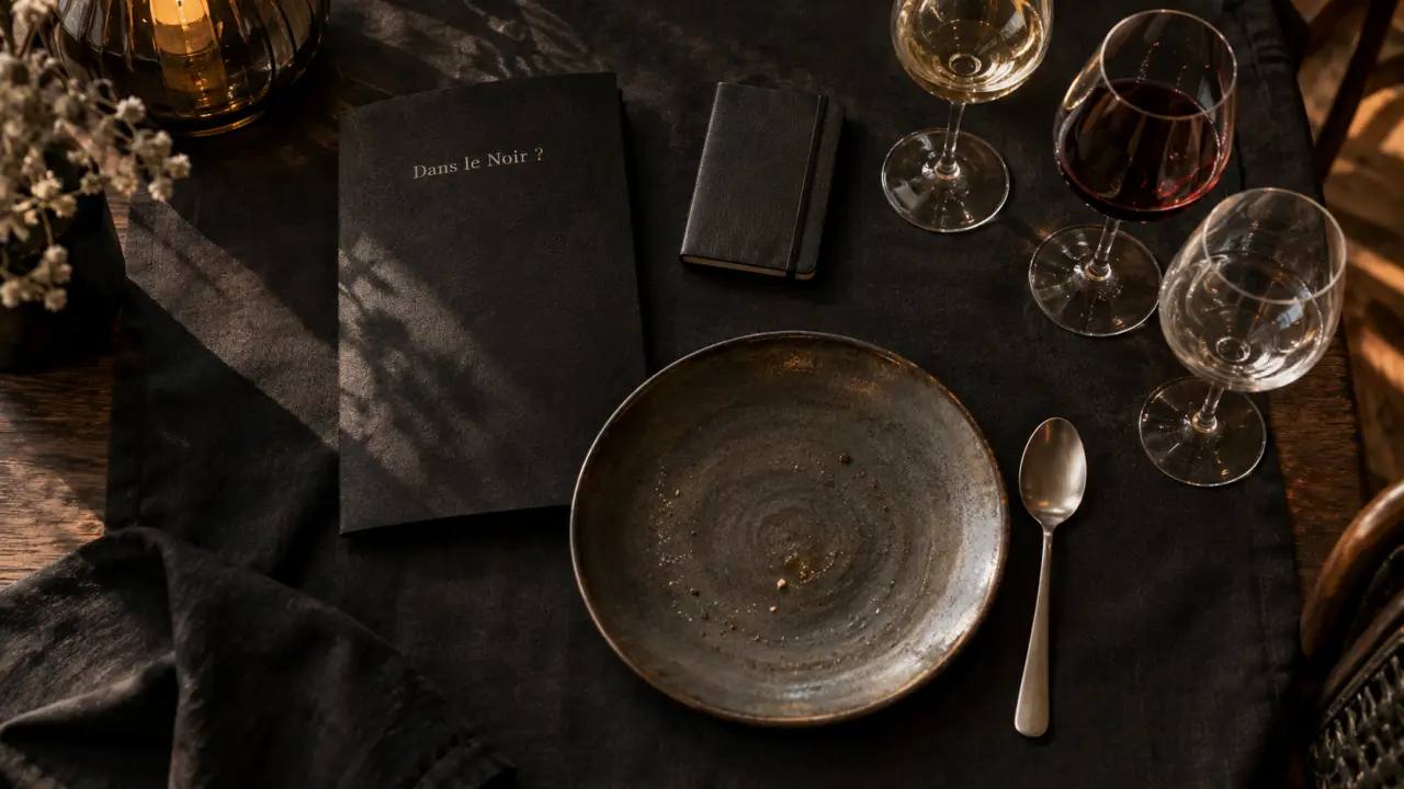 Restaurant insolite Nantes : dîner dans le noir, table noire et menu