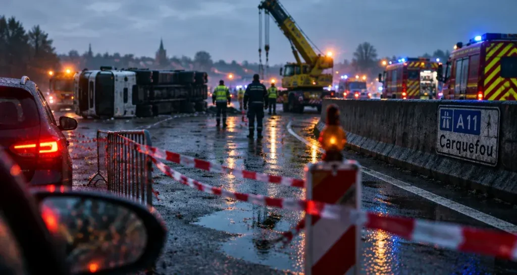 A11 près de Nantes : un camion couché perturbe fortement la circulation