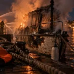 Un bateau en feu sur la Loire à Divatte-sur-Loire : un homme grièvement blessé