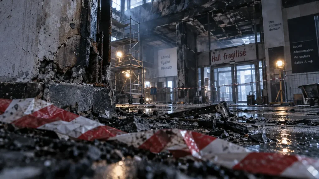 Lycée Mandela à Nantes : le hall fragilisé après l’incendie