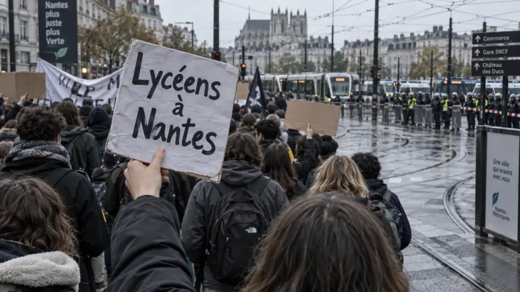 À Nantes, une deuxième mobilisation lycéenne a traversé le centre-ville