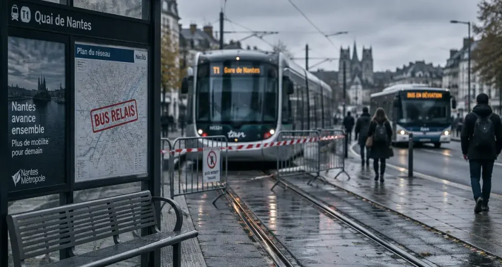Tramways coupés entre Hôtel-Dieu et 8 Mai pendant les vacances à Nantes